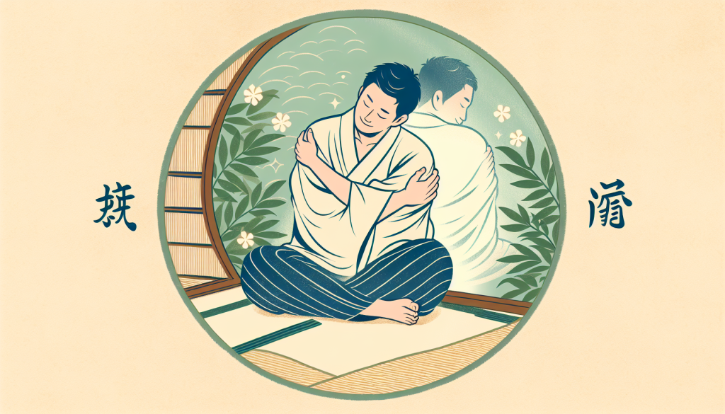 A comforting image of a person hugging themselves
