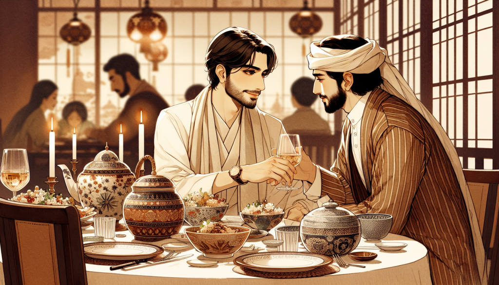 A couple having a romantic dinner