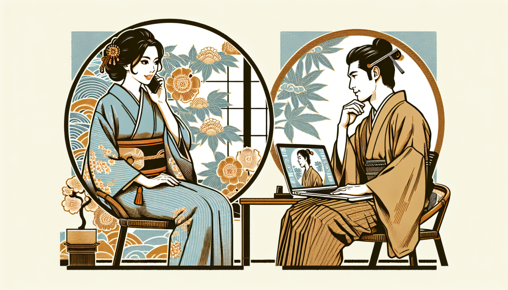 A couple having a video call on a laptop