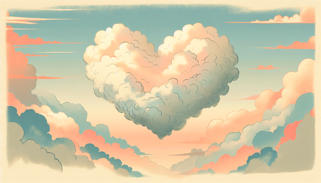 A heart-shaped cloud in the sky