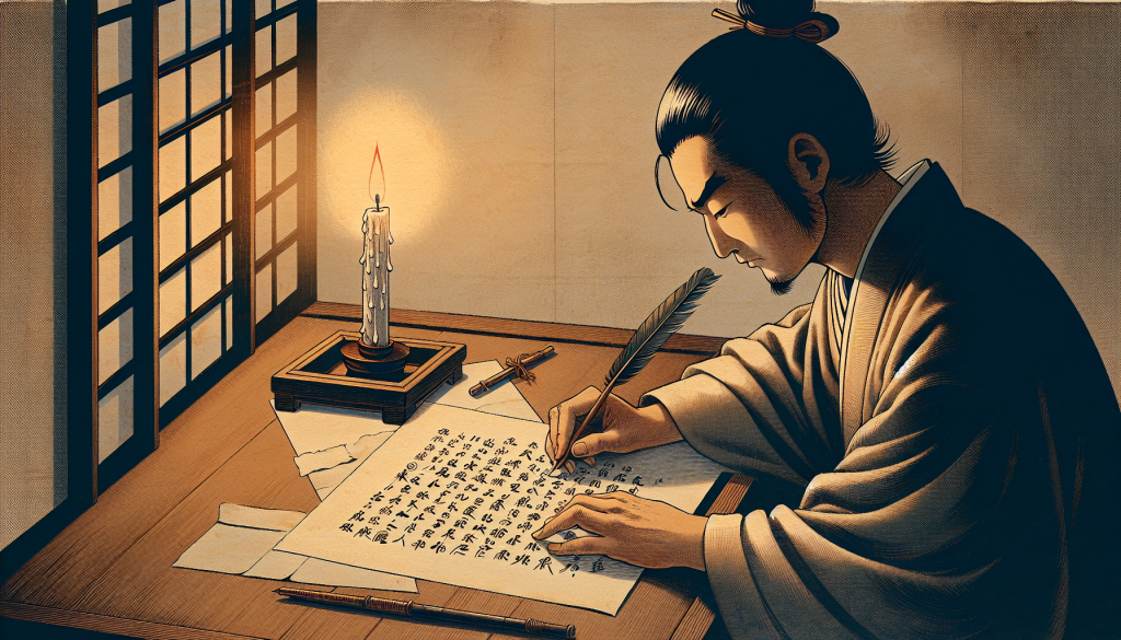 A person writing a letter