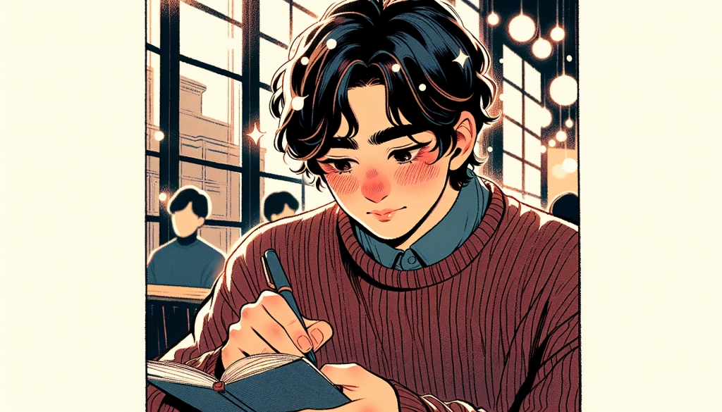A young person writing in a journal about their crush