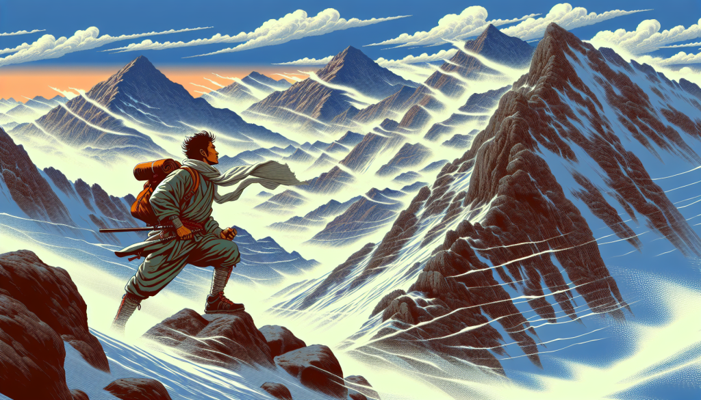 An inspiring image of a person hiking up a mountain
