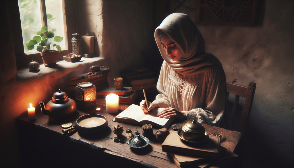 A comforting scene with a person writing in a journal