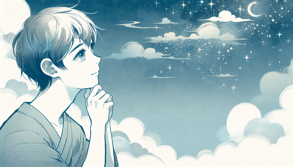 Thoughtful child looking at the sky