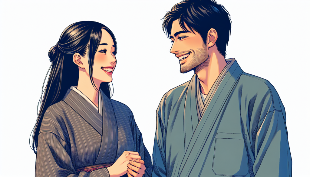 A happy couple talking to each other